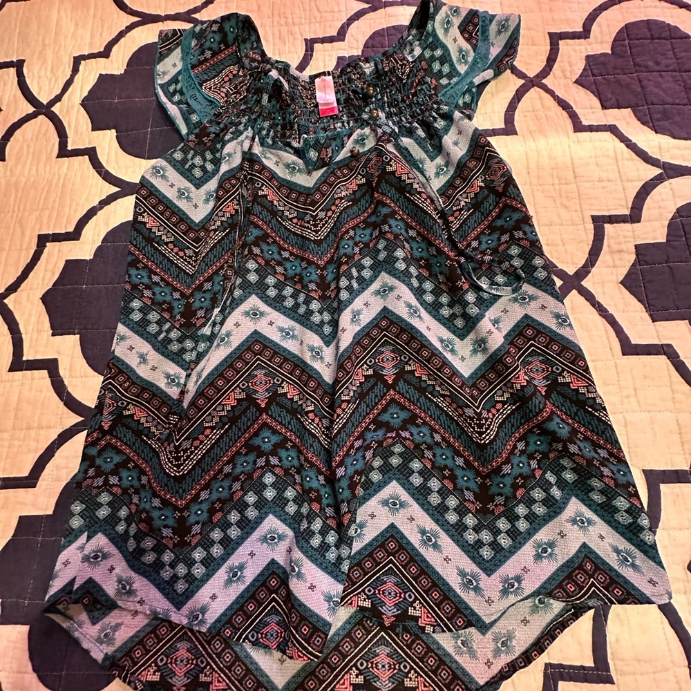 No Boundaries Black and Blue Ruffled Tunic